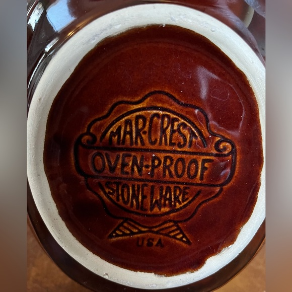 Vintage MARCREST USA Stoneware Divided Oval Baker Serving Dish Brown Daisy Dot - Picture 4 of 5